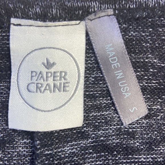 Paper Crane Dolman Crop Heathered Black Long Sleeved V-neck Sweater Boho Small - Picture 7 of 7